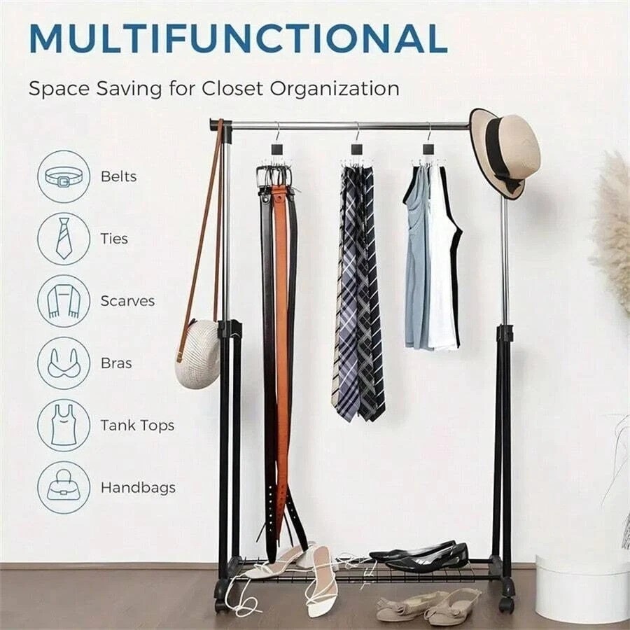 4pc Hanger Belt Organizer Rack Space Saving Closet Rotatable Hooks for Home New