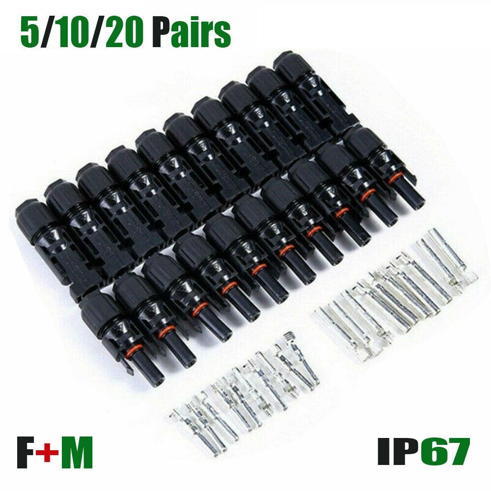 Waterproof Solar Connectors with Spanner Solar Panel Cable Connectors 5-20 Pairs