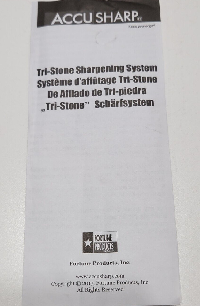 New Sealed AccuSharp Tri-Stone Course Medium & Fine Knife Sharpening System