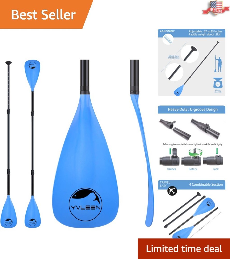 Adjustable Aluminum 4-Piece SUP Paddle - Lightweight & Convertible