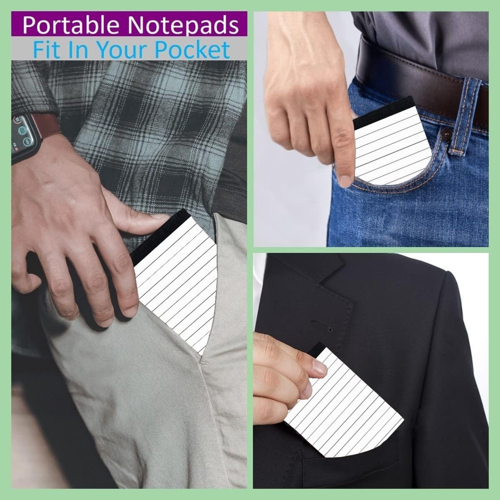 10 Pack Pocket Mini Notepads Refills,Memo Pad,3×5Inch Lined White-10pack