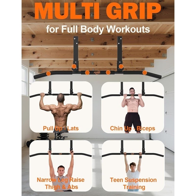 Ceiling Mount Pull Up Bar Multifunctional Non-Slip Grip Strength Training New