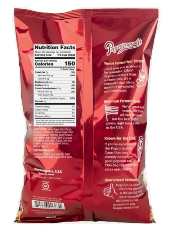 Popcornopolis Zebra Popcorn, Caramel Corn with Chocolate Drizzle, 24 oz