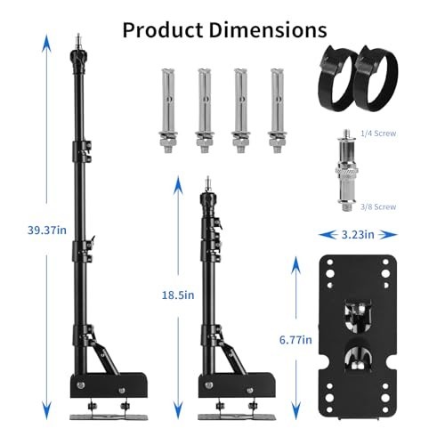 Adjustable Wall Mount Triangle Boom Arm 39.37" for Ring Light & Studio Lighting,