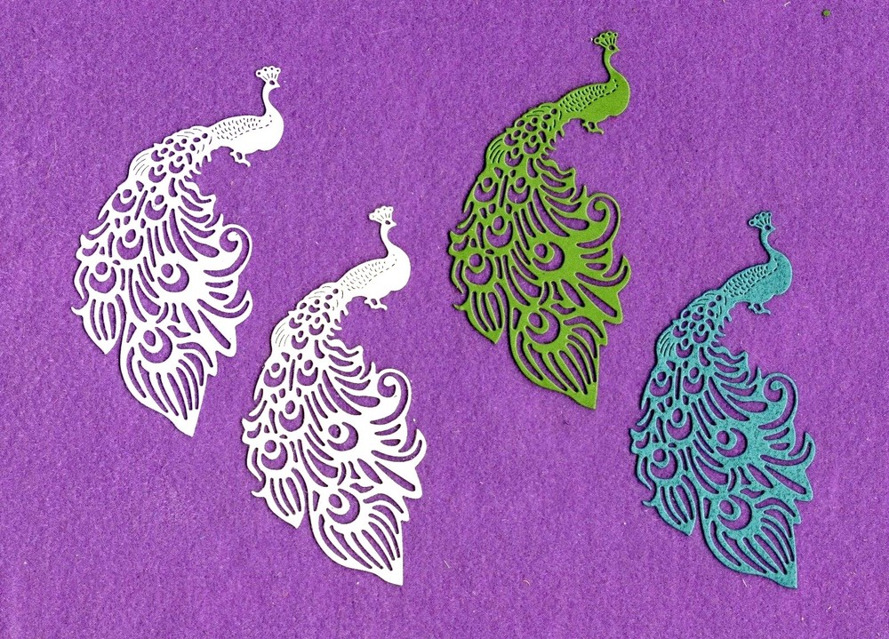 PEACOCK 2 die cuts scrapbook cards