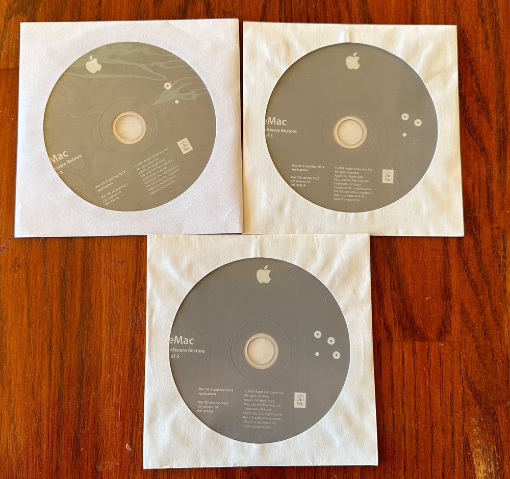 eMac OS 9.2.2 Restore CDs, Set of 3