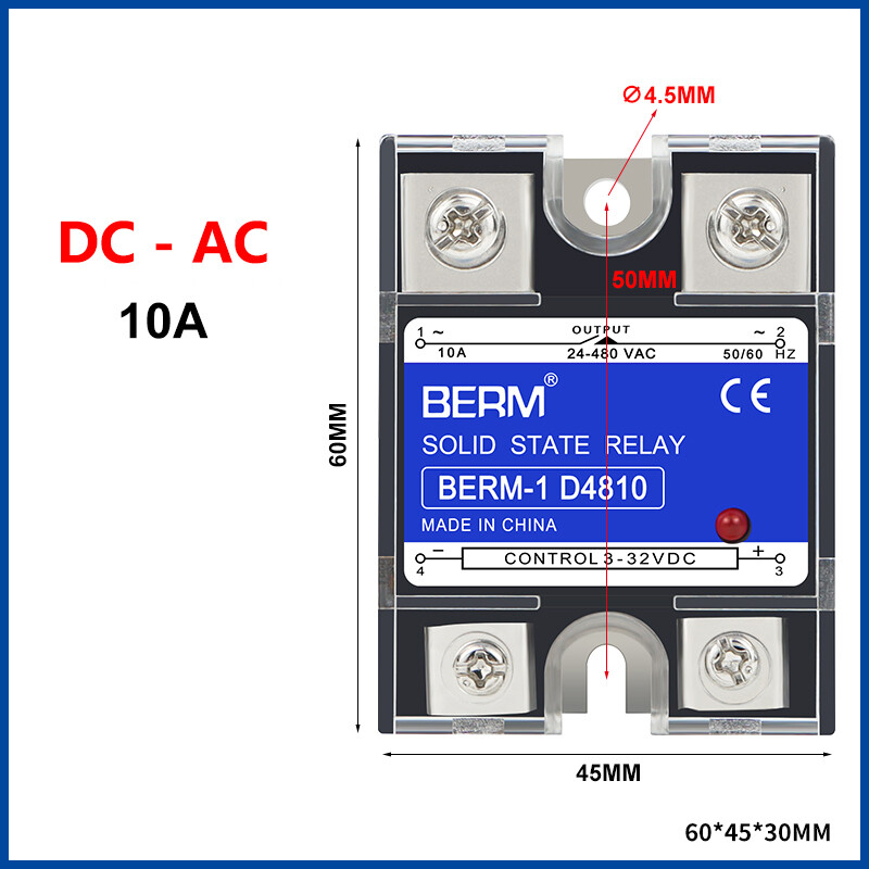 10A-100A Single Phase Solid State Relays Module DC 3V-32V to AC 24V-480V