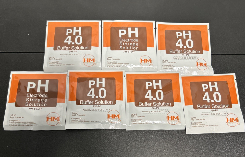 Lot of 7 HM Digital PH 4.0 buffer solution PH-P4 20ml (7-pack) NEW