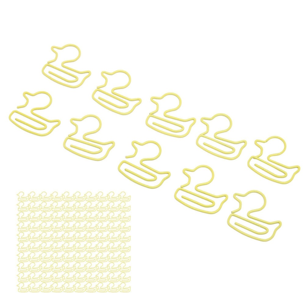 100Pcs Paper Clips Yellow Duck Shape Lightweight Portable Electroplating Process