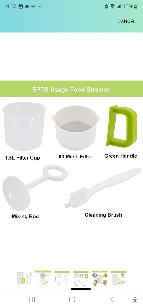 Podoy 1.5 Quart Multiple UseFood Strainer Yogurt Strainer, Nut Milk Filter