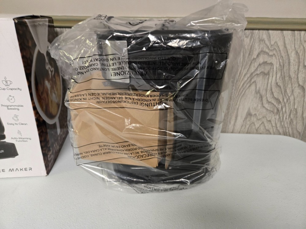 12-Cup Programmable Coffee Maker Ac-Powered Brewing Machine, Black