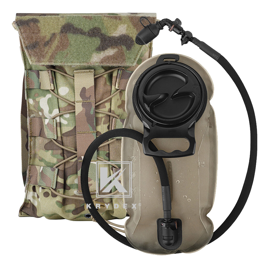 KRYDEX 1.5L Water Bladder Tactical Hydration Pack MOLLE Panel for Vest MC Camo