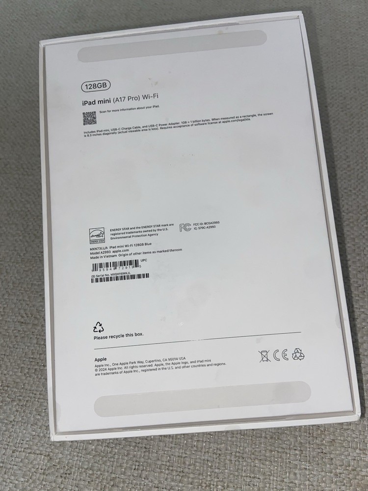 Empty iPad Mini (A17 Pro) Box (Box & Packaging – No iPad)