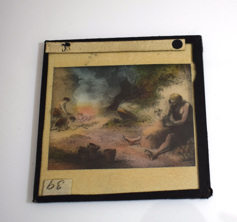 EARLY MAN MAKING POTTERY C1910 ANTIQUE TINTED Magic Lantern Slide