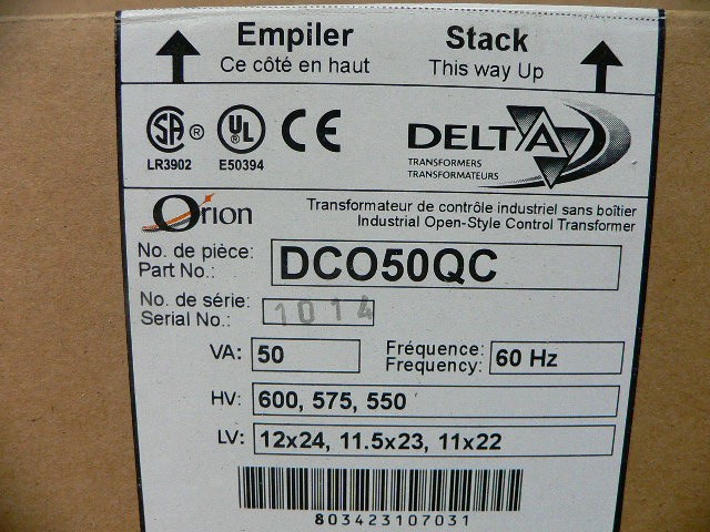 Delta Dco50qc Single Phase - Open Style Control Transformer 50Va