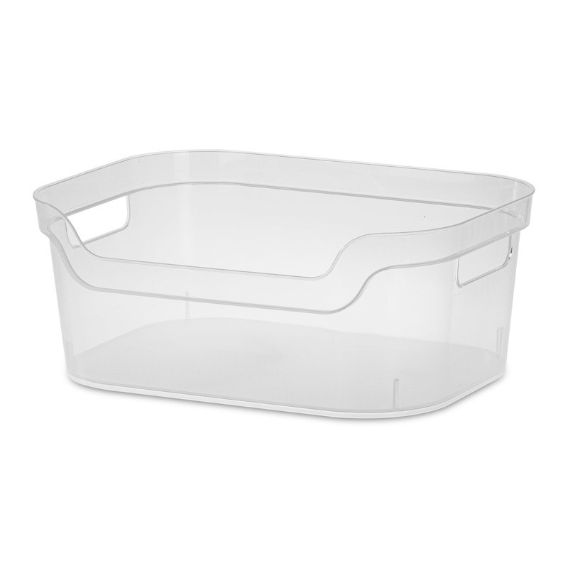 Medium Open Bins Clear Plastic Storage Scoop Front Handled Bins 8 Count New