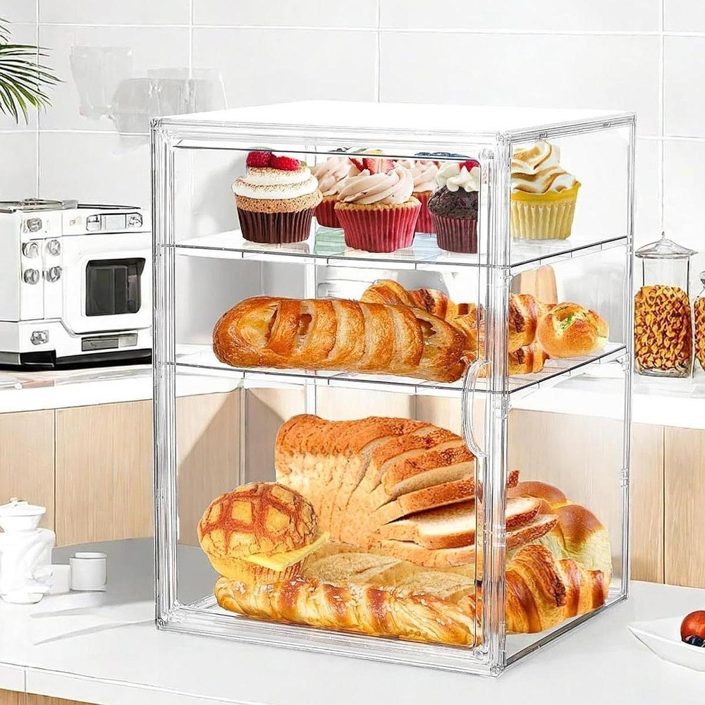 Bakery Pastry Display Case Transparent Bread Display Cabinet with Clear Lid