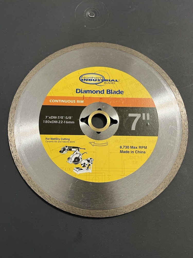 7" continuous rim diamond blade wet