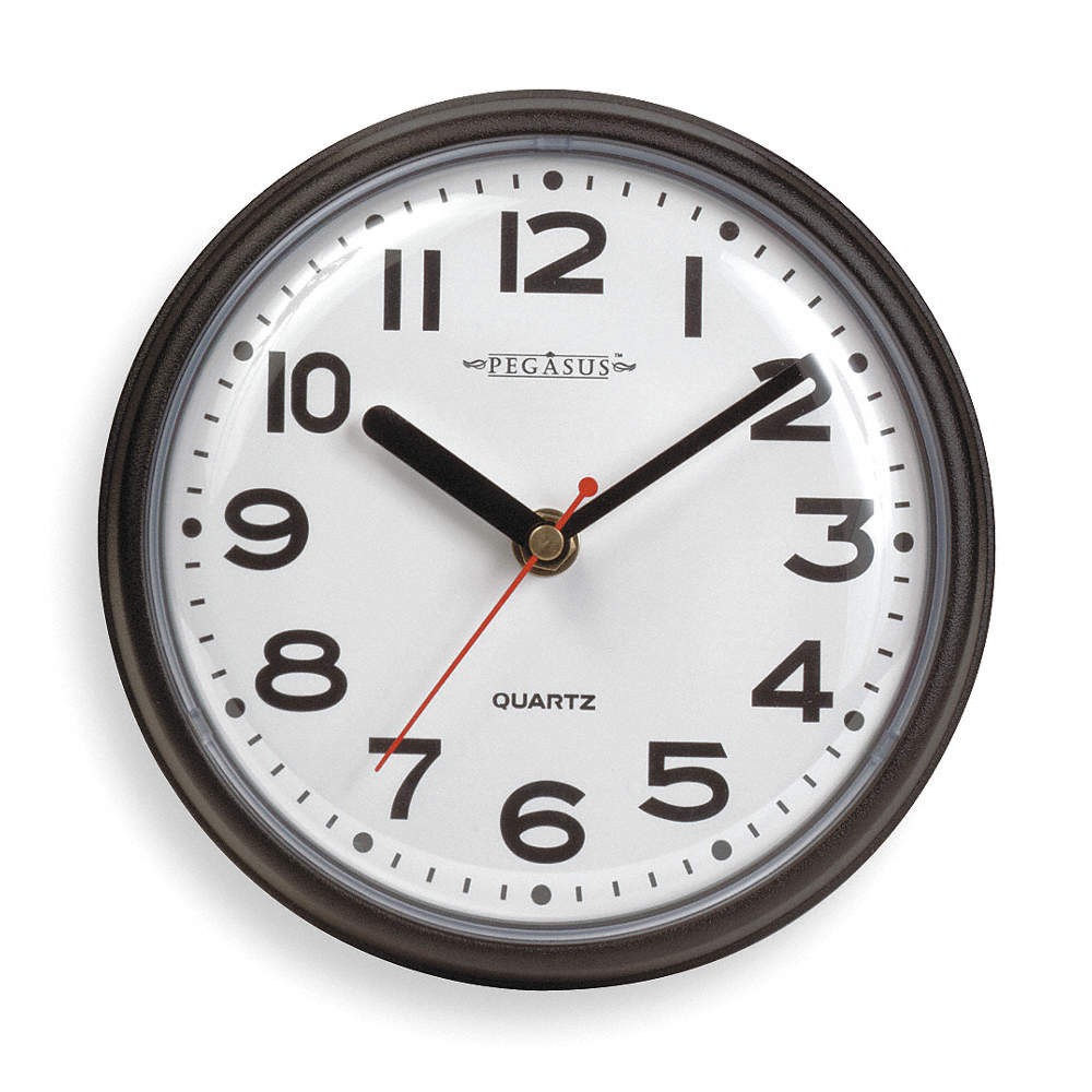 GRAINGER APPROVED 6NN64 Analog Clock,Plastic,7" Diameter 6NN64