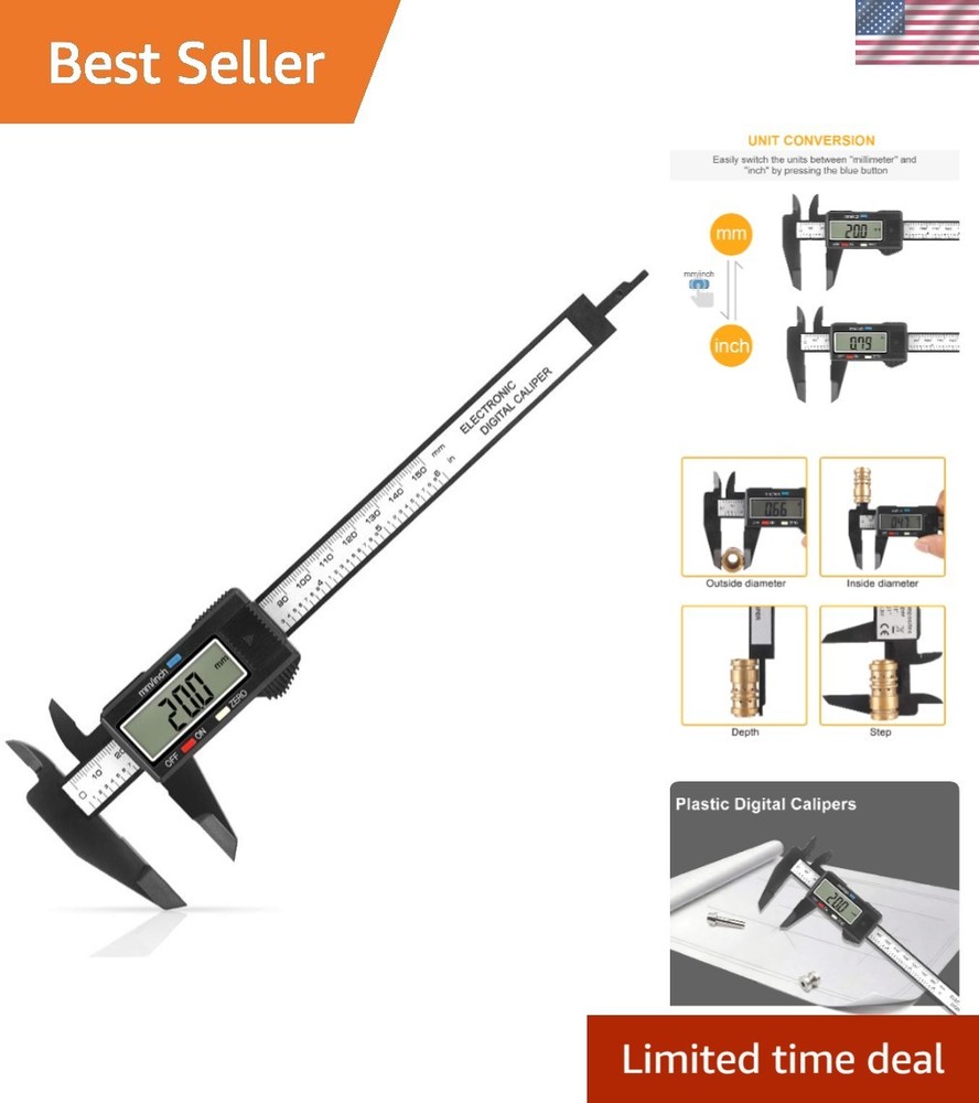 Accurate Digital Caliper 0-6'' - Large LCD, Inch to Millimeter Conversion Tool