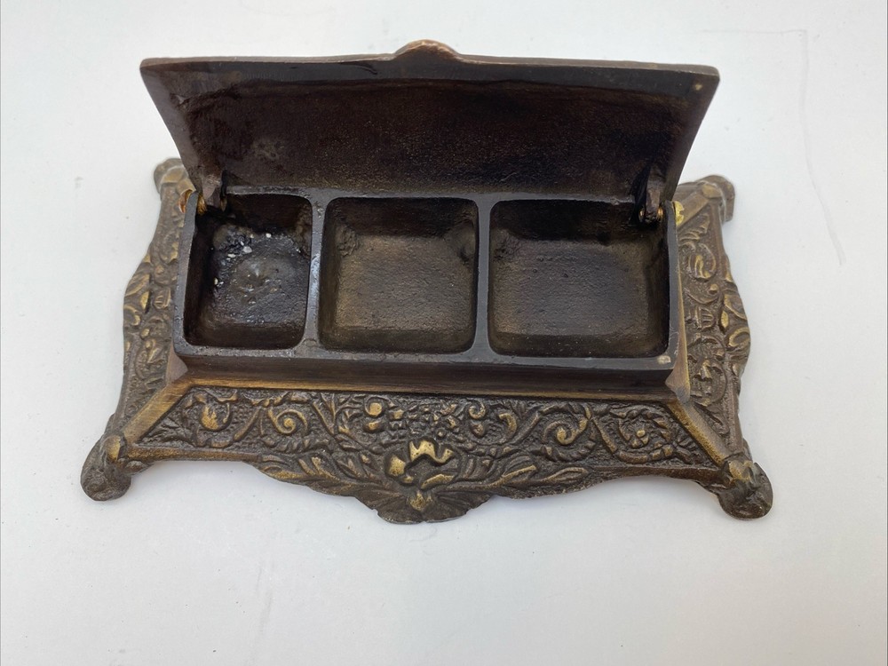 Antique Brass Stamp Holder with 3 Compartments