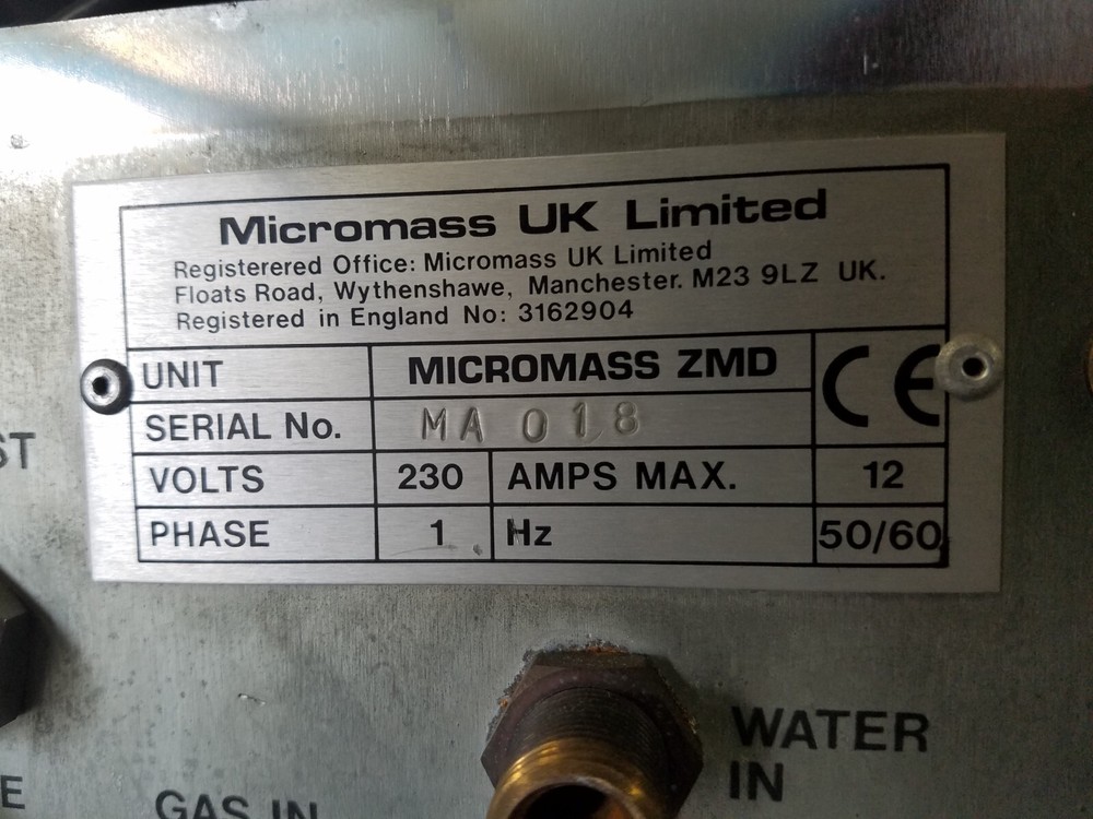 Waters Micromass ZMD Single Quadrupole Mass Spectrometer ~ Incomplete