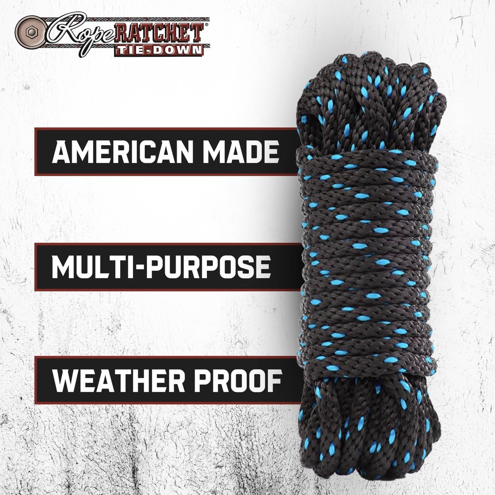 3/8" 50 ft Solid Braided Polypropylene Rope Heavy Duty All Purpose Utility Co...