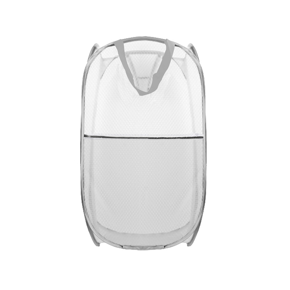 Collapsible Pop Up Laundry Hamper Extra Large Mesh Foldable 28x16x16 Inch Grey