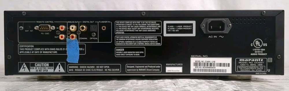 Marantz CC4001 5 5-Disc Compact Disc Player CD Changer | Tested/Works!