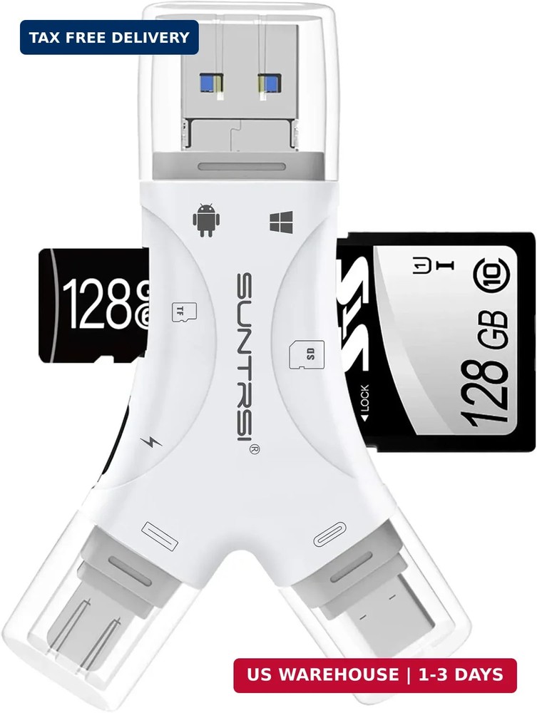 SD Card Reader for iPhone/ipad/Android/Mac/Computer/Camera,4 in1 Micro SD Card R