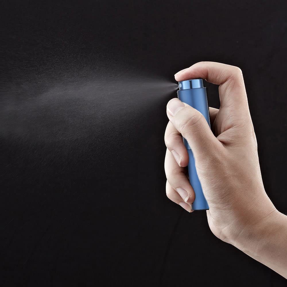 LISAPACK 8ml Travel Perfume Atomizer Spray Bottles, Refillable 3Pack Empty Blue