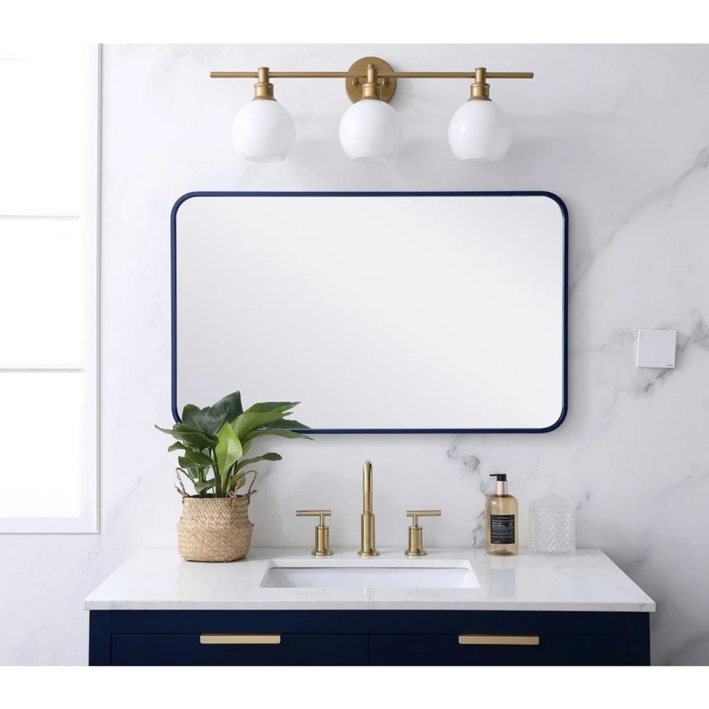 Roseto Formiae 22" Wx36" H Contemporary Rectangular Framed Bathroom Wall Mirror