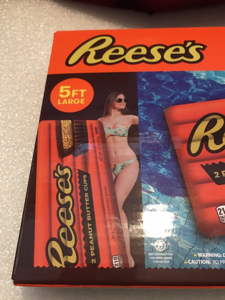 Reese's Peanut Butter Cup Chocolate Pool Float Inflatable 5 Feet Long🎠🍭🍬💎