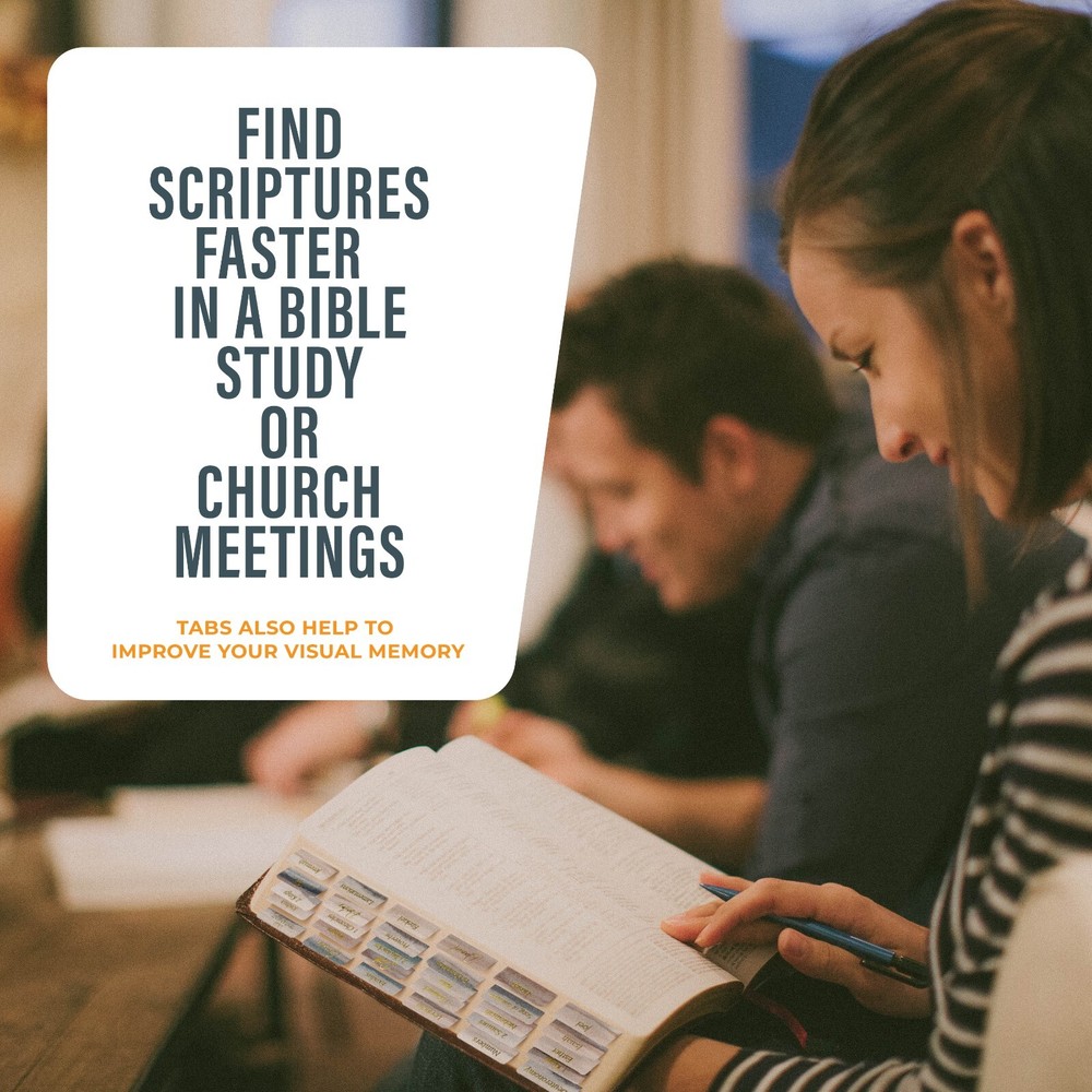 OFFILICIOUS 100 Gold-Foiled, Soft-Touch, Laminated Bible Tabs for Bible Study