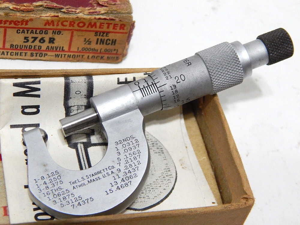 STARRETT 576R 0-1/2" ROUND ANVIL MICROMETER
