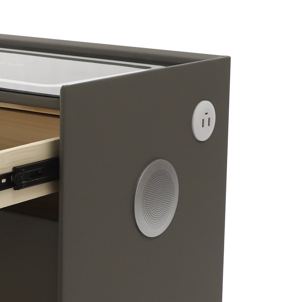 Smart Bedside Table + Three-color Light+Drawers+Usb&wireless Charging Dark Grey