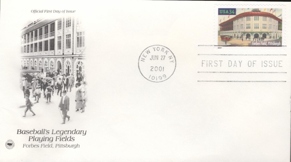 2001 First Day of Issue - honoring Baseball Fields - Forbes Field - PCS
