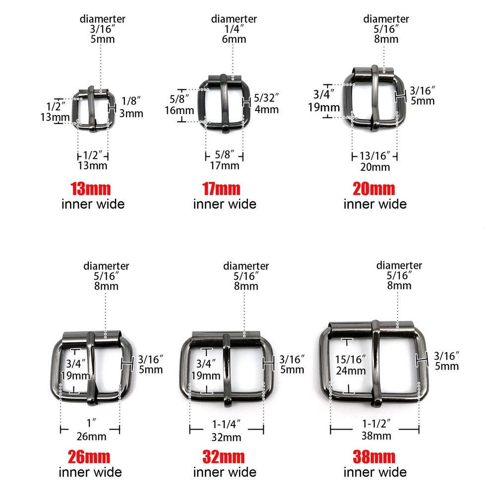 Leather Hand Bag Shoe Strap Belt Rectangle Adjust Roller Pin Buckle Clasp Ring