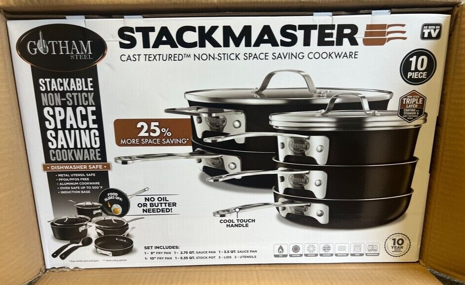 Gotham Steel STACKMASTER Pots Non-Stick 10 Piece Cookware Set