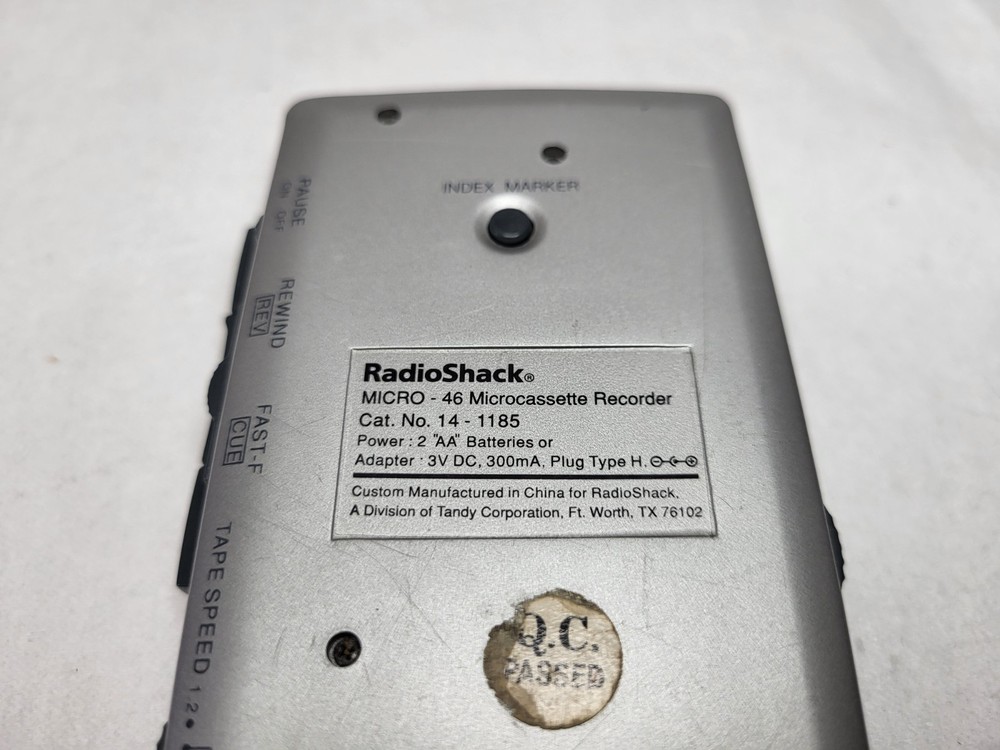 RadioShack Micro 46 VOX Microcassette Recorder 2-Speed Partially Tested READ DES