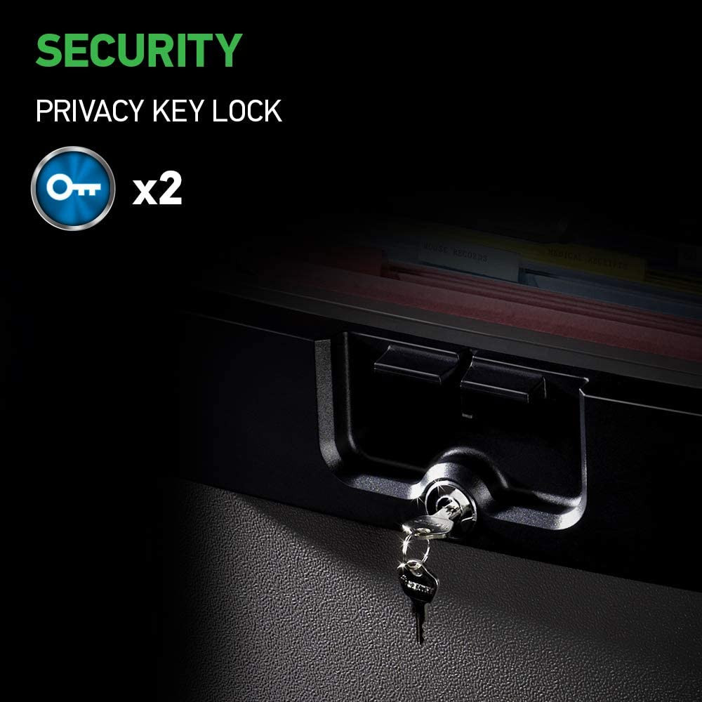 Black Fireproof and Waterproof Safe, File Folder and Document Box with Key Lock,