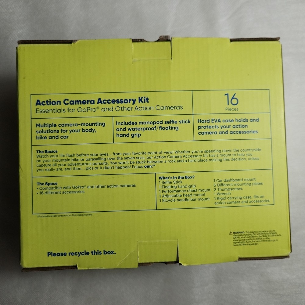16 Piece Focus Onn. Action Camera Accessory Kit- Essentials for GoPro®