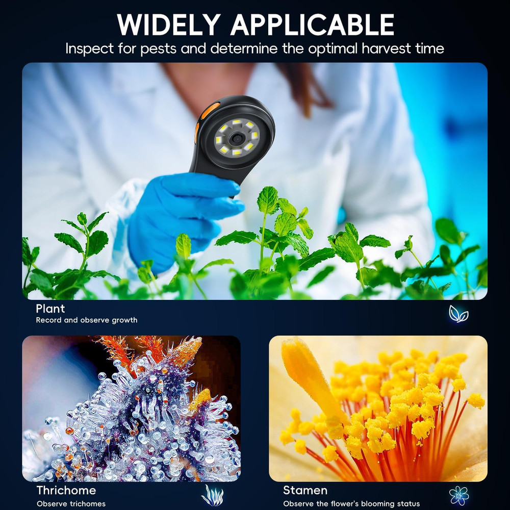 Macro Handheld Digital Microscope Fixed Focus, 2" IPS Screen 500X Mini Microsco