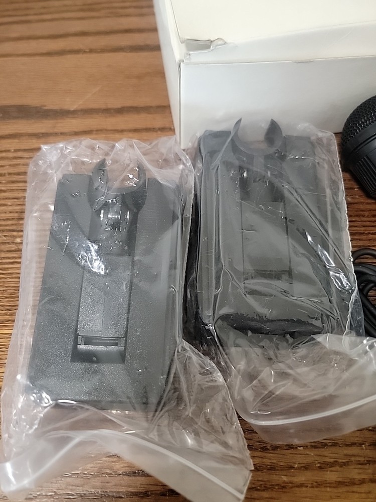 2 Plastic Microphones Classic with Cable And Stands Untested