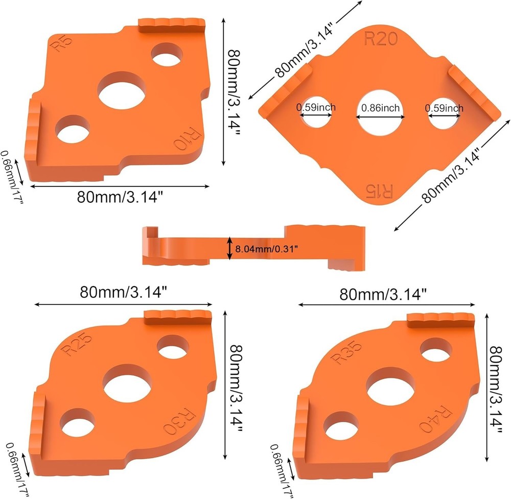 Router Templates - 8 Different Radius Sizes for Woodworking Mastery