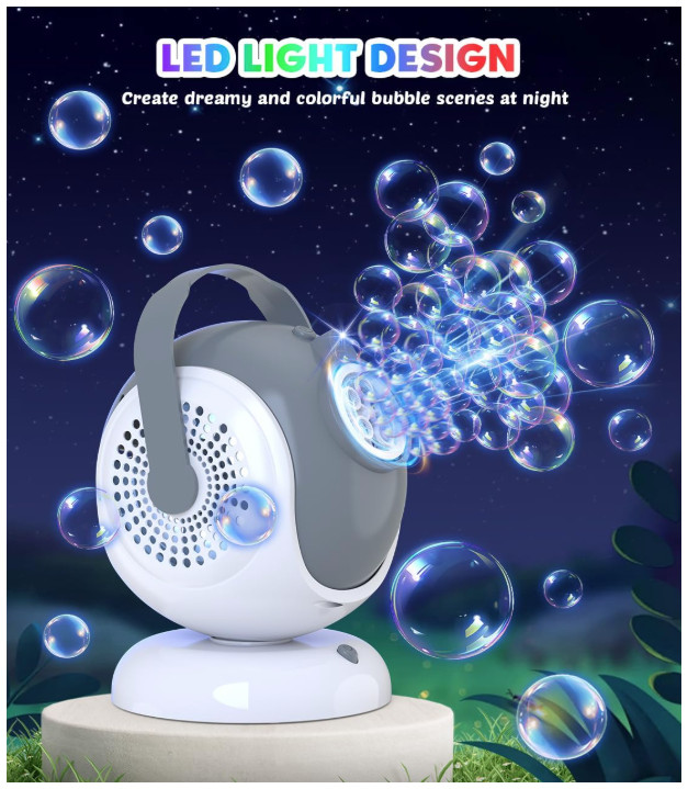 Bubble Machine - Automatic Bubbles Blower for Kids, Toddlers - 360° Oscillation