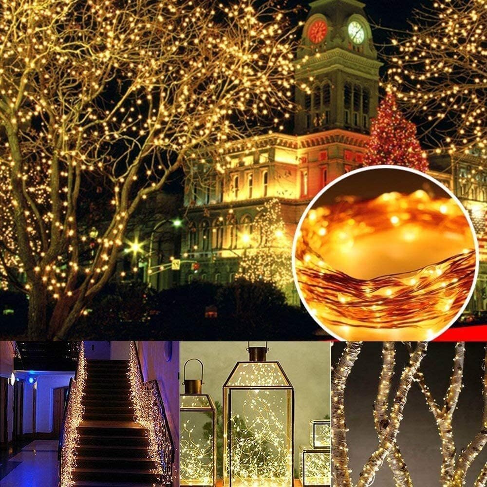 Solar String Lights Outdoor, 2Pack Total 100ft 300LED 8 Modes Solar Fa...