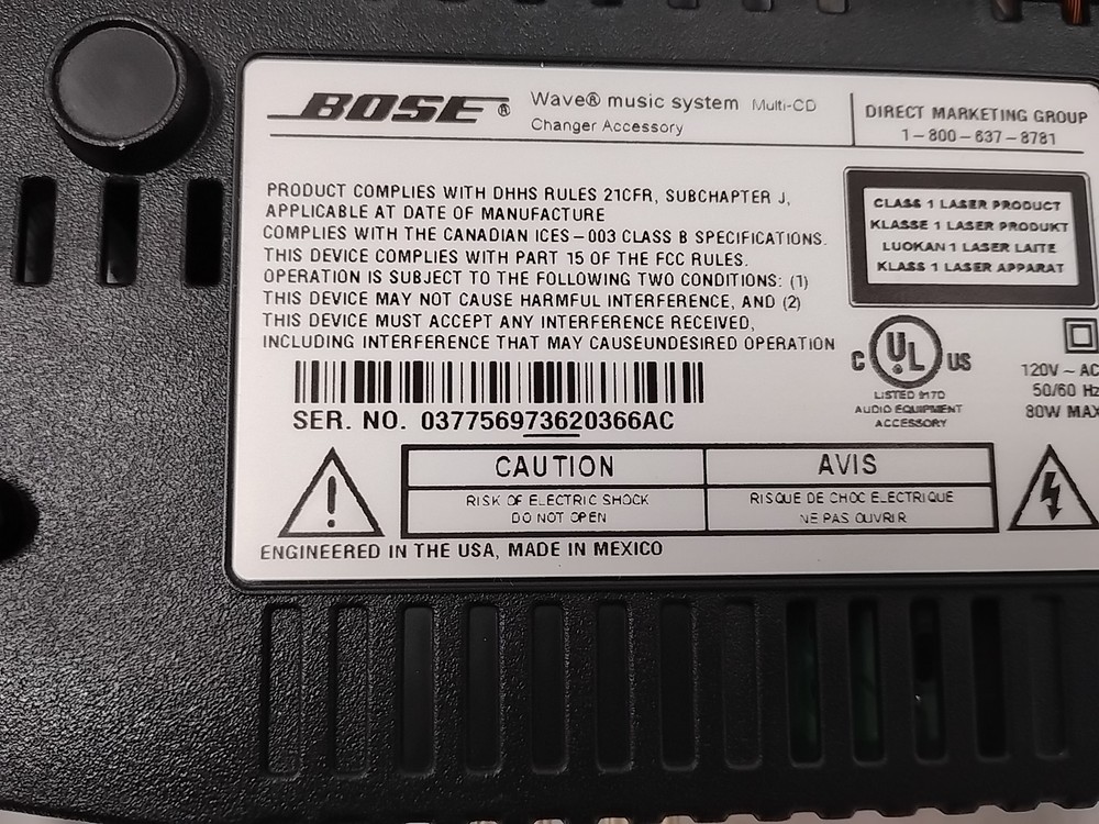 Bose Wave Music System White 3-disc Multi-CD Changer Accessory AS-IS EB-19982