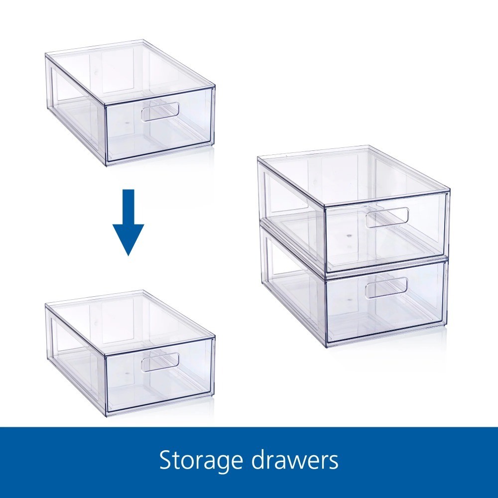 Clear Glossy Plastic Pull-Out Closet Drawer Organizer, Medium Size for Adults