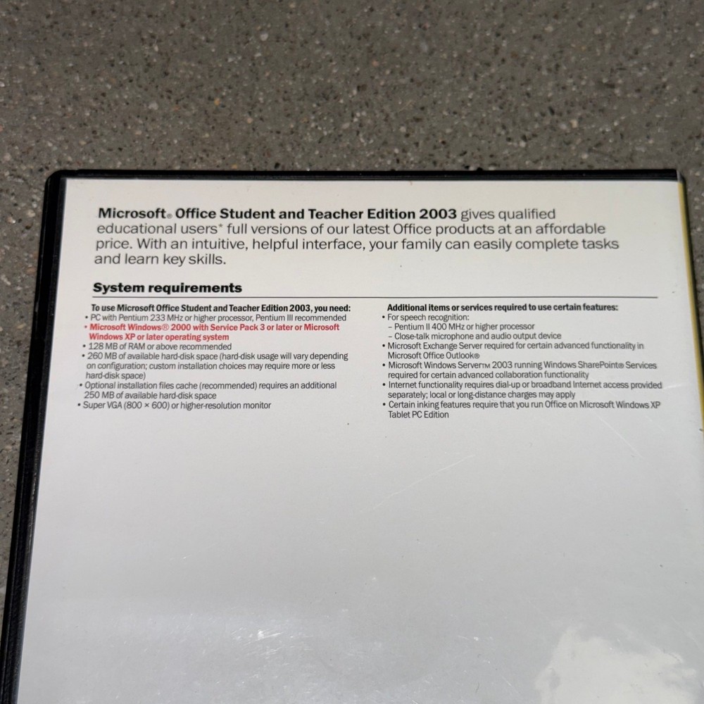 Microsoft Office Student & Teacher Edition 2003 + Disc & Key | XP/2000